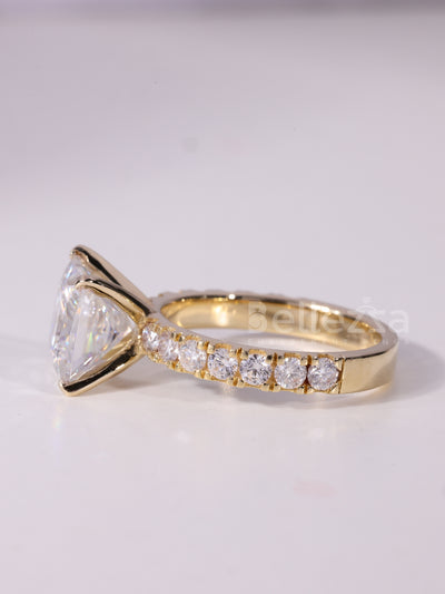 1.0CT-2.0CT Princess Cut Diamond Pave Setting Engagement Ring