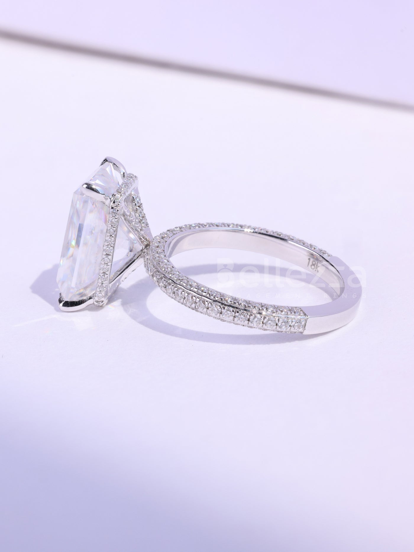 3.0CT Radiant Cut Three Side Pave Setting Moissanite Engagement Ring