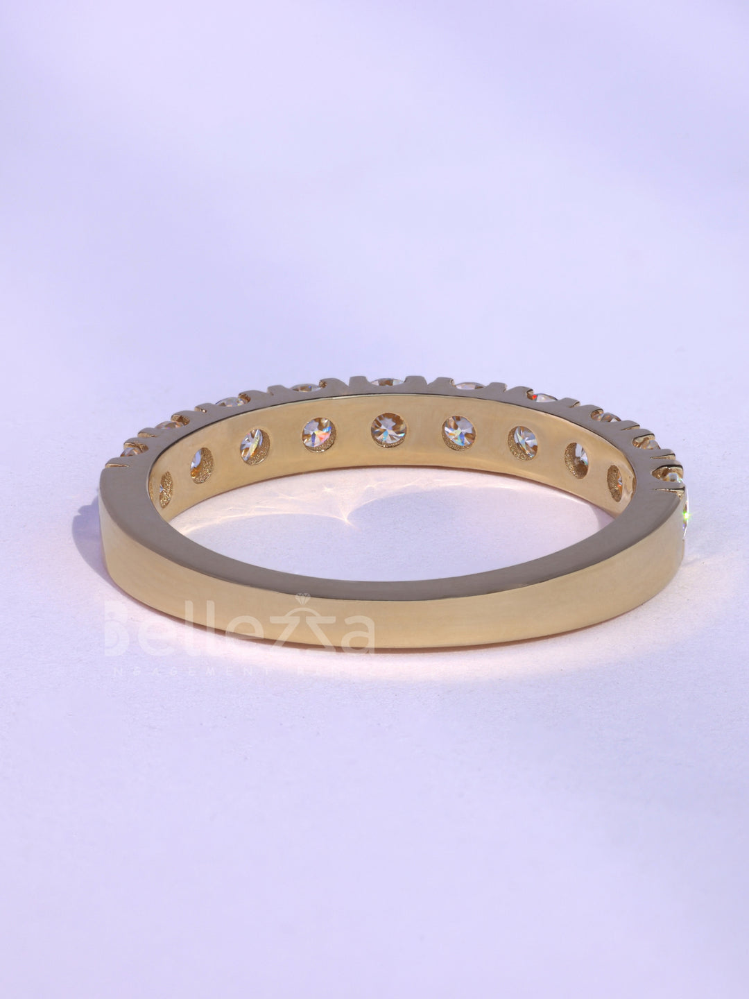 Round Cut Diamond Pave Setting Half Eternity Wedding Band