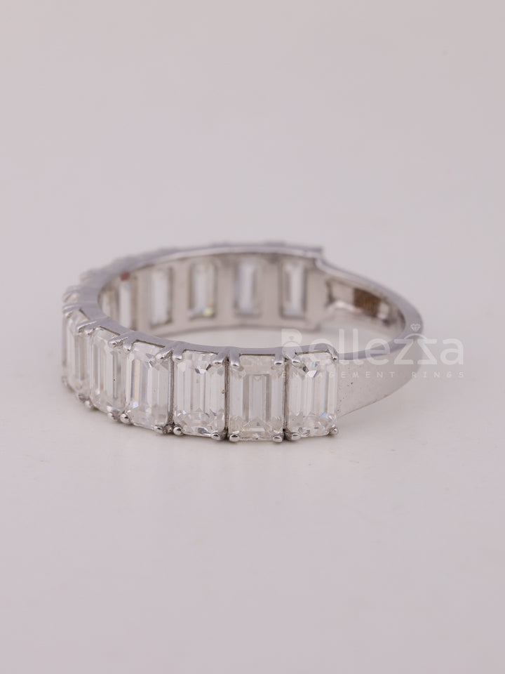 1.50TCW Emerald Cut Half Eternity Wedding Band For Her