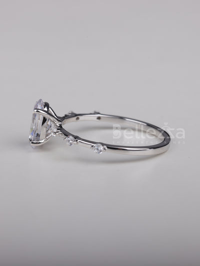 2.0CT Oval Cut Petite Pave Setting Moissanite Engagement Ring