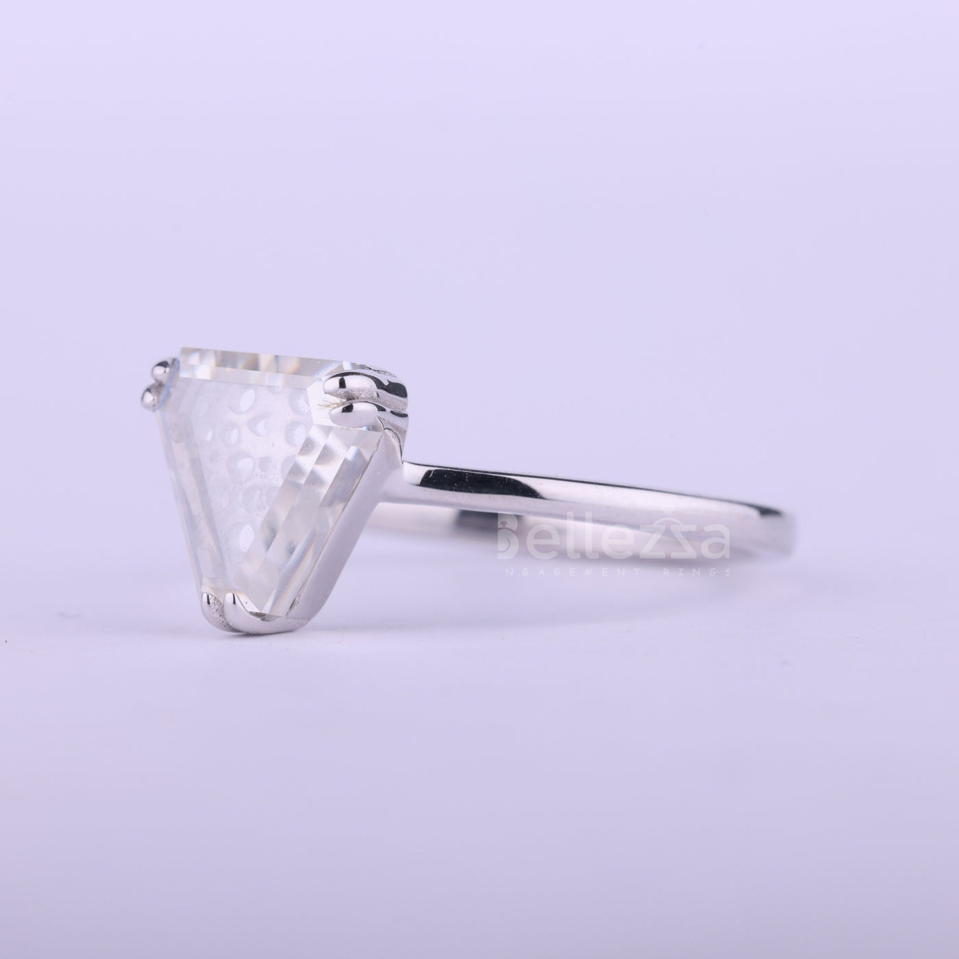 1.0CT Shield Cut Diamond Moissanite Solitaire Engagement Ring