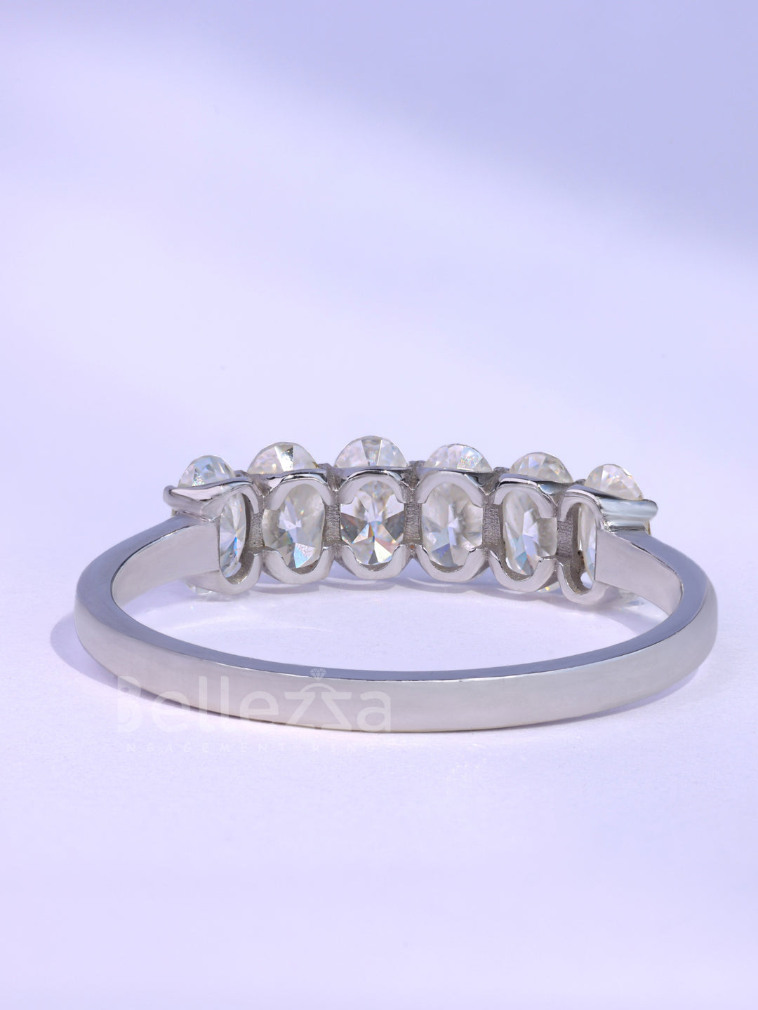 Oval Cut Six Diamond Moissanite Wedding Band