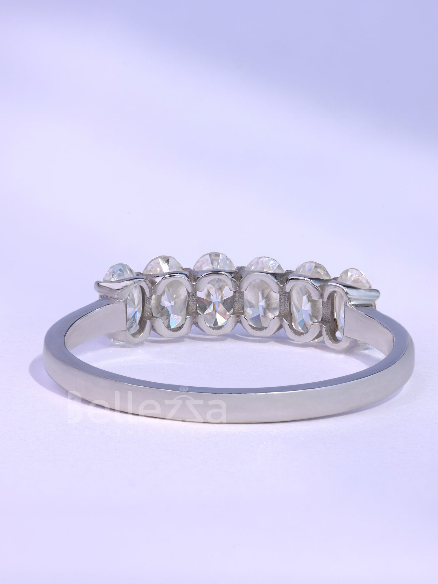 Oval Cut Six Diamond Moissanite Wedding Band