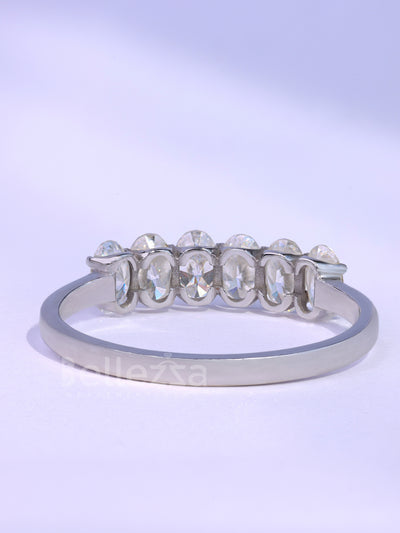 Oval Cut Six Diamond Moissanite Wedding Band