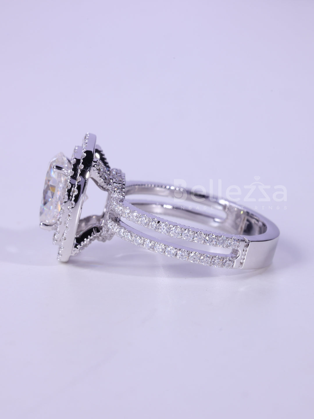 1.50CT Oval Cut Double Halo Moissanite Engagement Ring