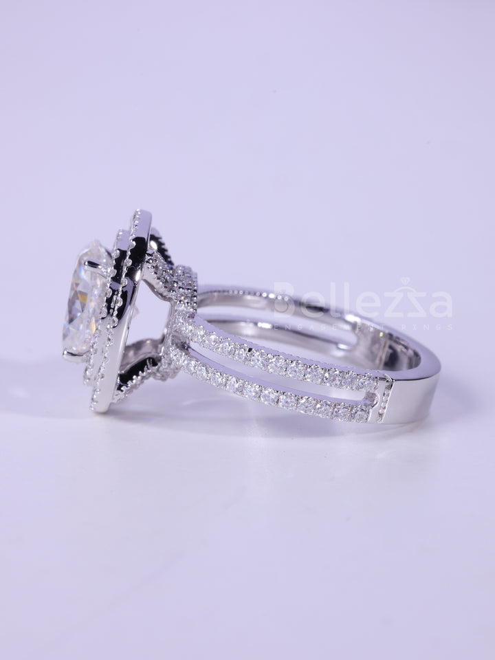 1.50CT Oval Cut Double Halo Moissanite Engagement Ring