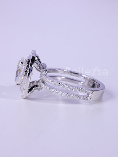 1.50CT Oval Cut Double Halo Moissanite Engagement Ring