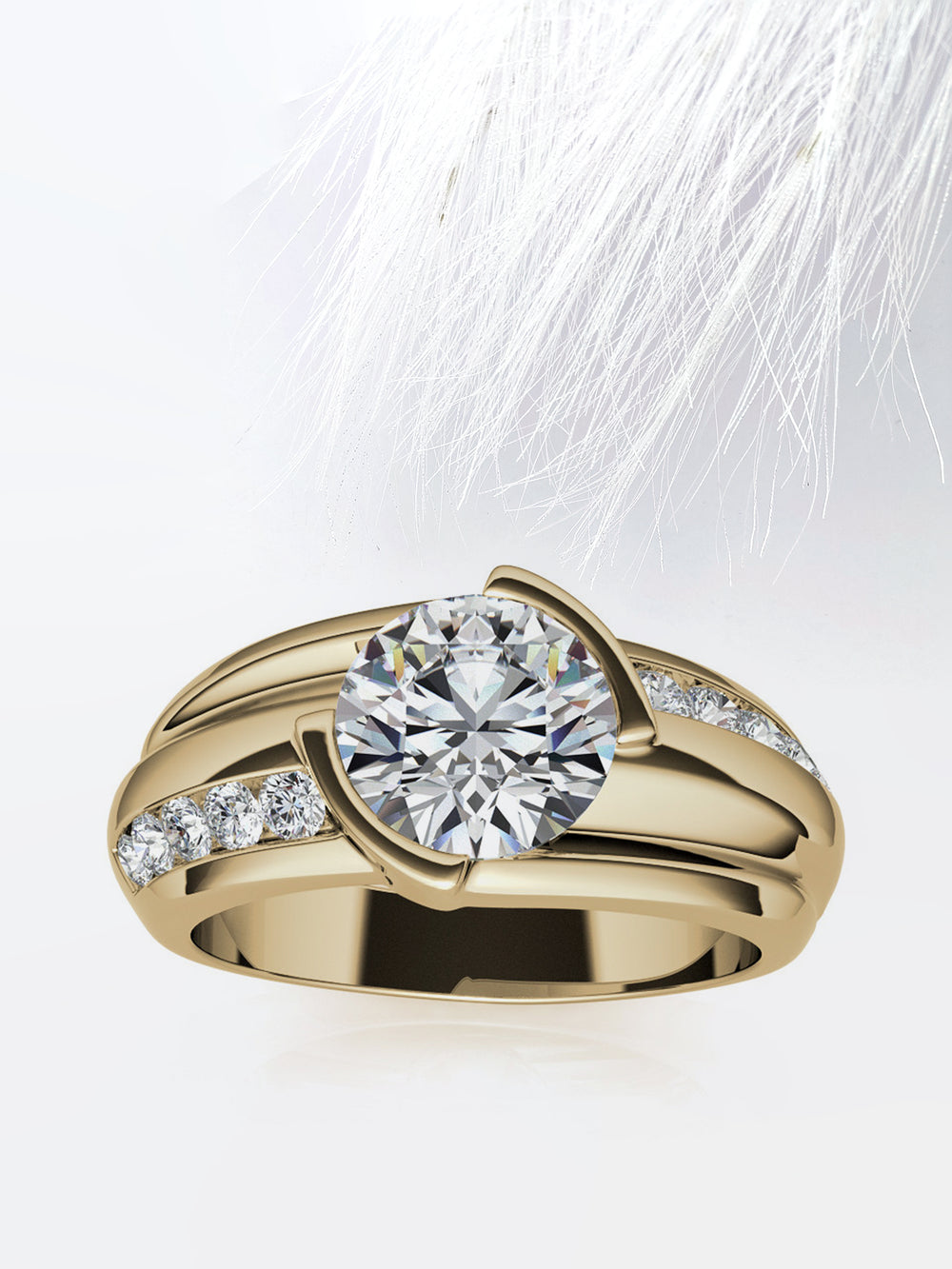 Round Cut Channel Moissanite Men's Diamond Wedding Band  For Her