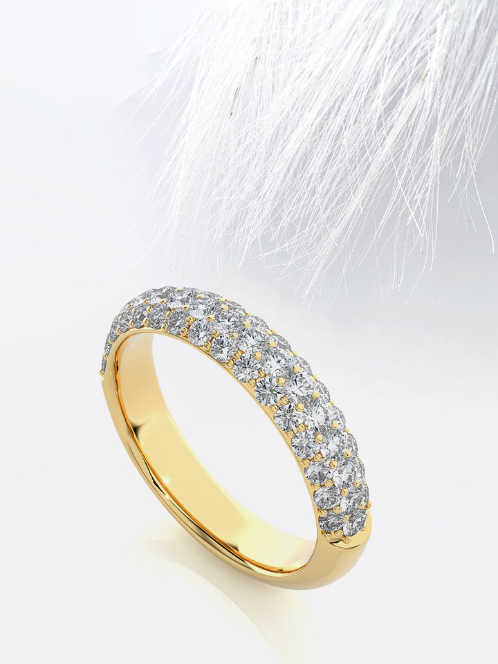 Round Cut Three Row Moissanite Pave Men's Wedding Band