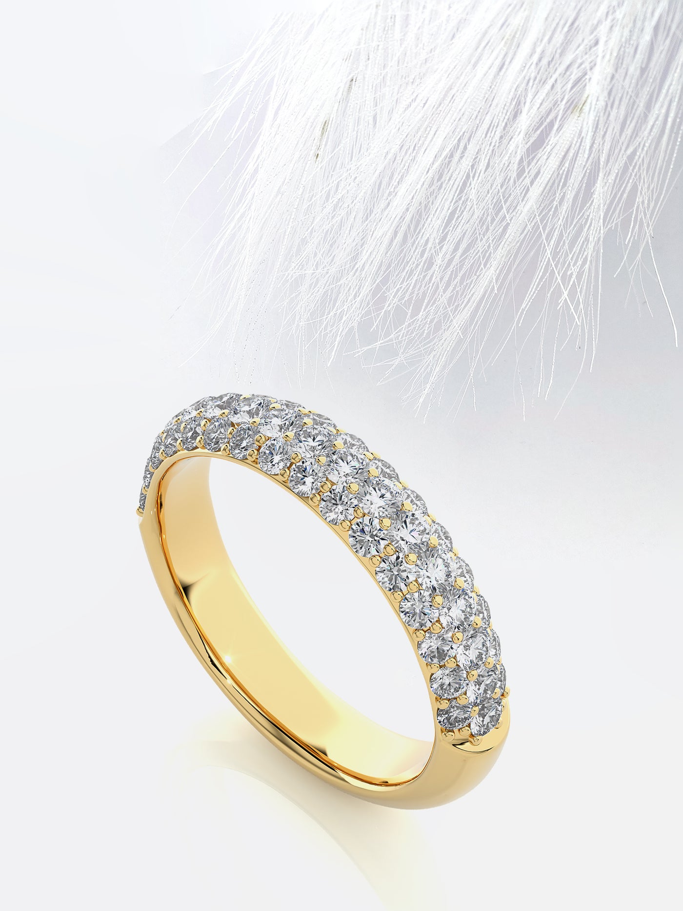 Round Cut Three Row Moissanite Pave Men's Wedding Band