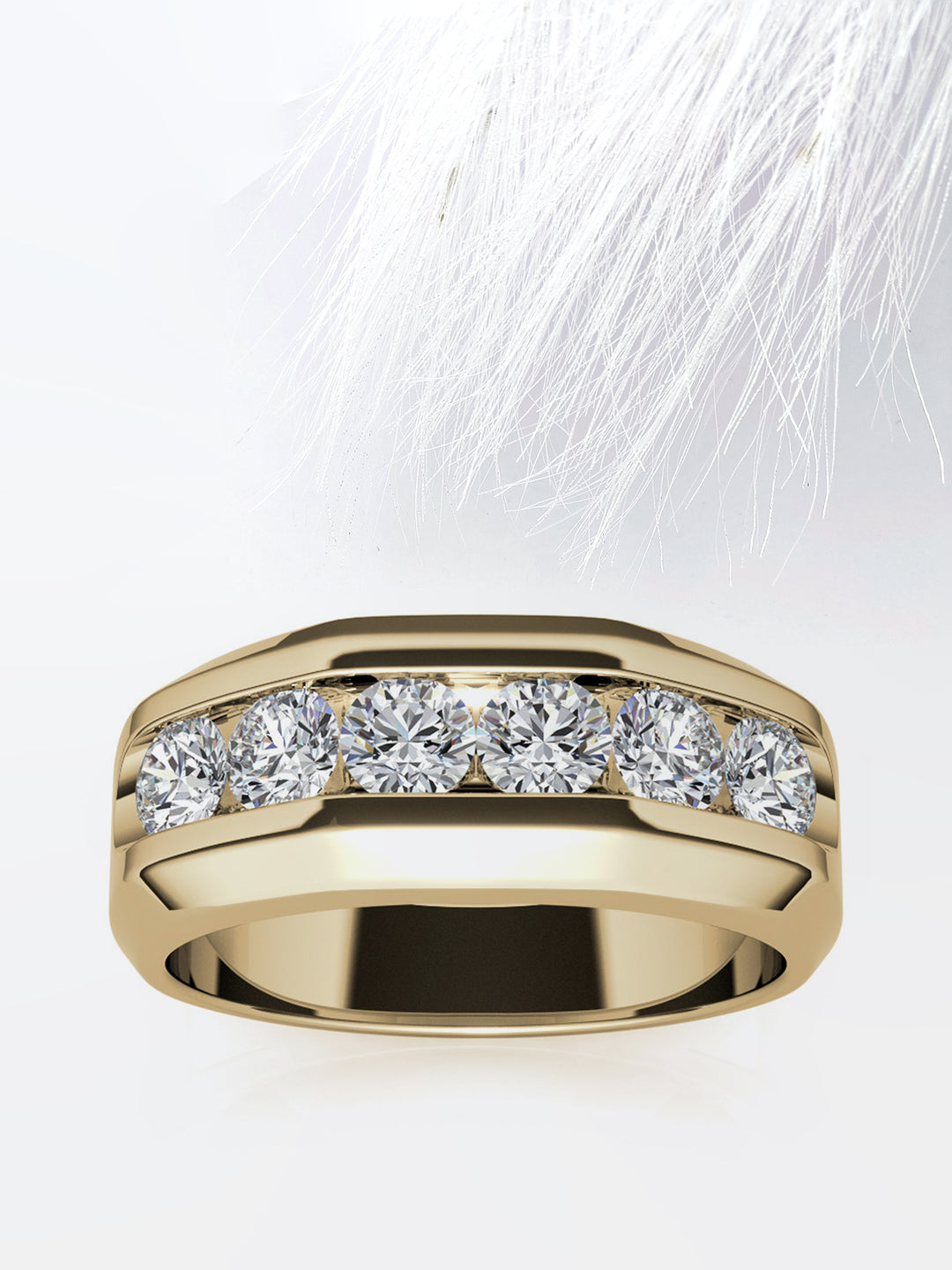 Round Cut Six Stone Moissanite Men's Diamond Wedding Band