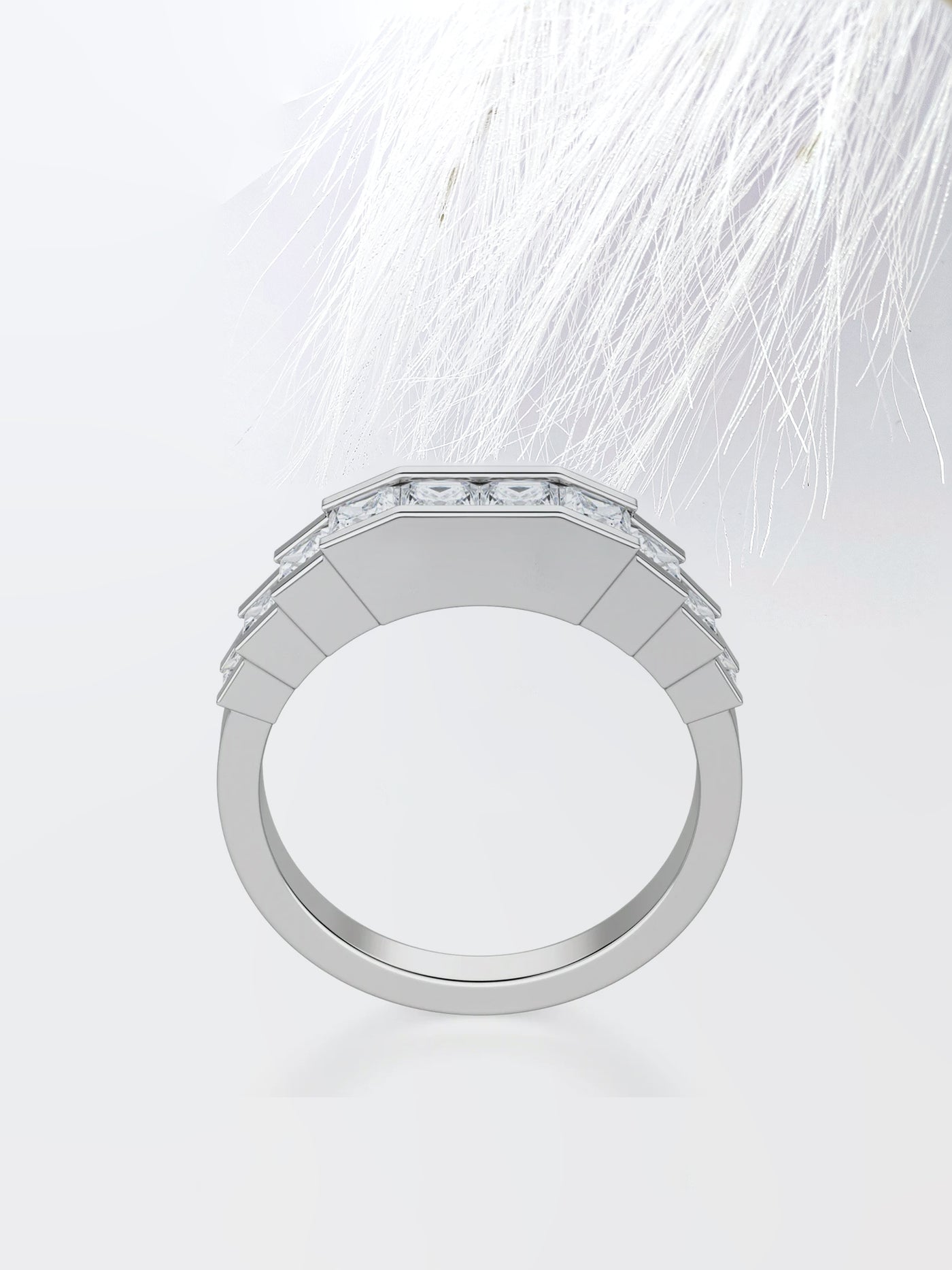 Princess Cut Channel Diamond Wedding Band For Her