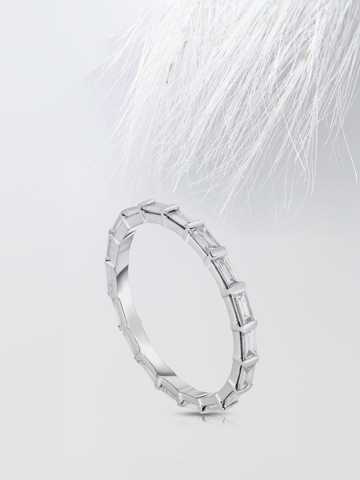 Baguette Cut Bar Eternity Diamond Wedding Band For Women