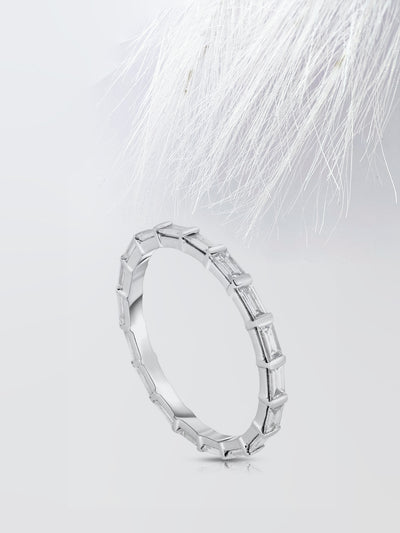 Baguette Cut Bar Eternity Diamond Wedding Band For Women