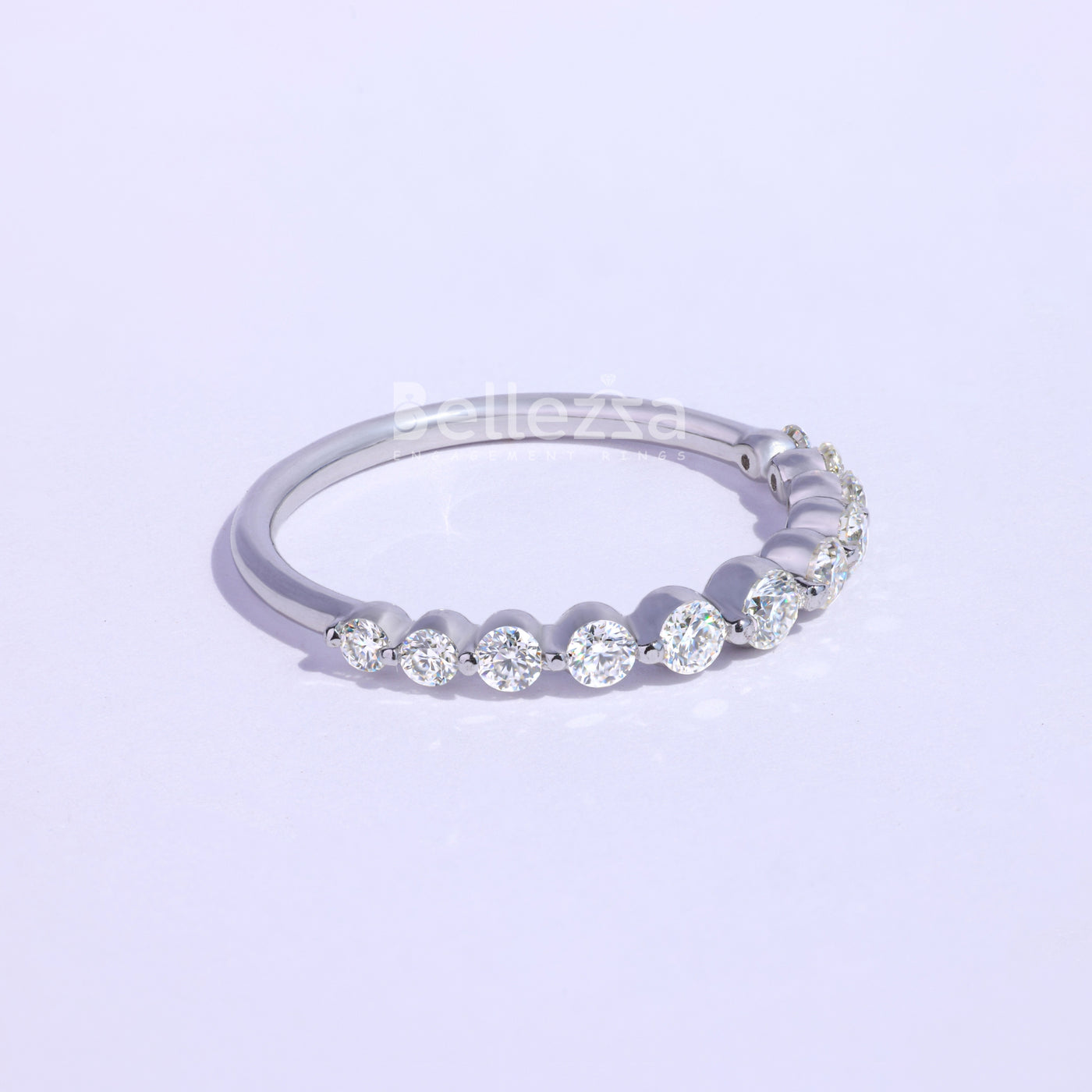 Round Diamond Bubble Pave Moissanite Wedding Band - Ready To Ship
