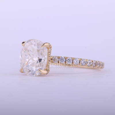 1.0CT Cushion Cut Pave Setting Moissanite Engagement Ring