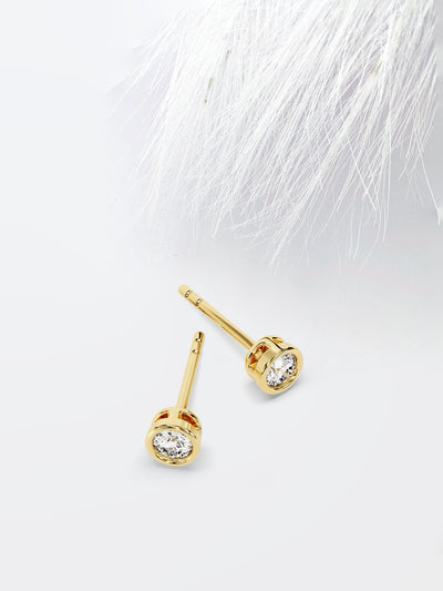 Round Cut Bezel Set Moissanite Stud Diamond Earrings For Women