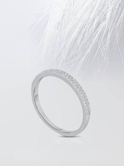 Round Cut Double Row Pave Stackable Diamond Wedding Band