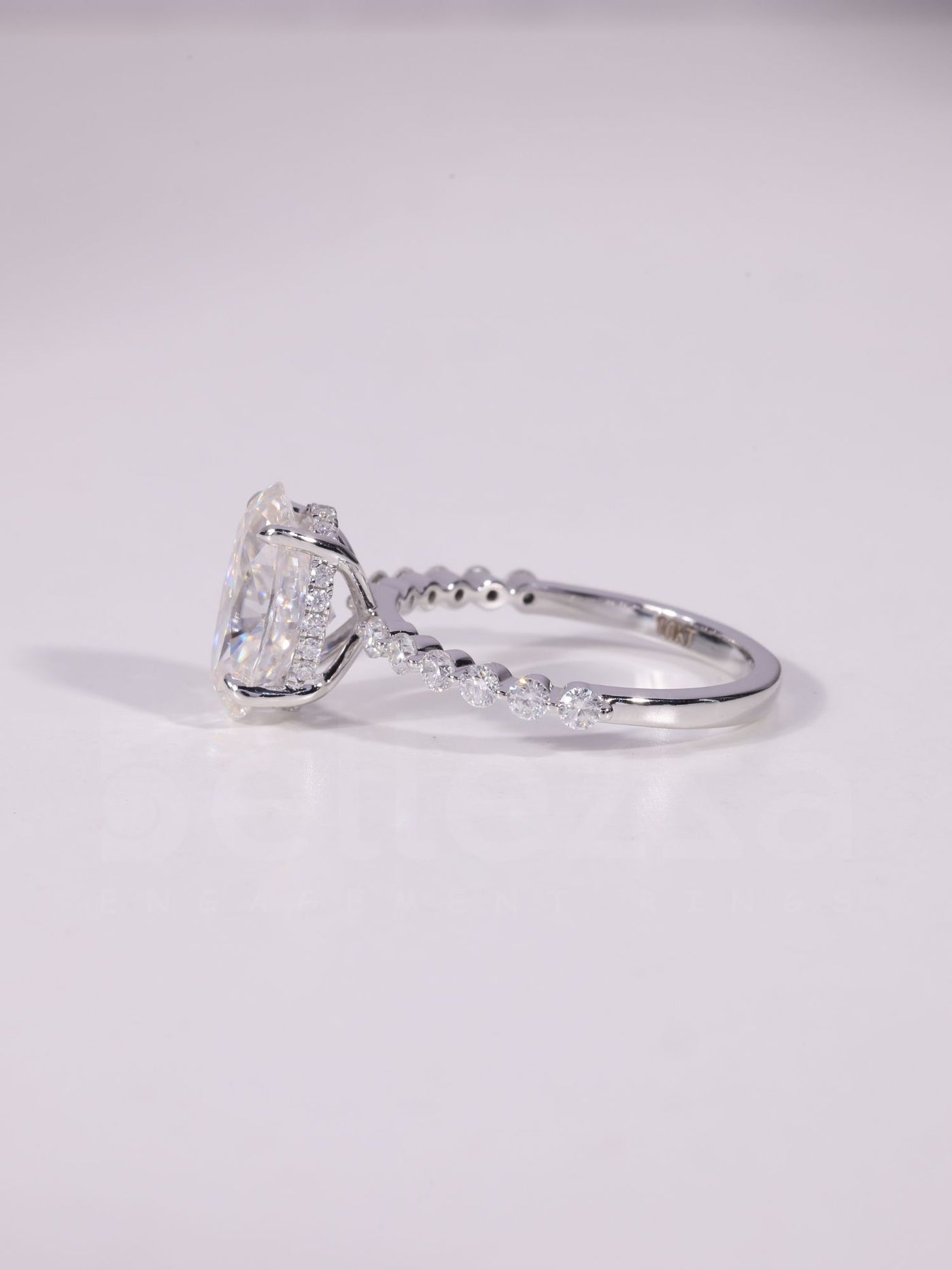 1.0CT-3.0CT Oval Cut Pave Setting Moissanite Engagement Ring