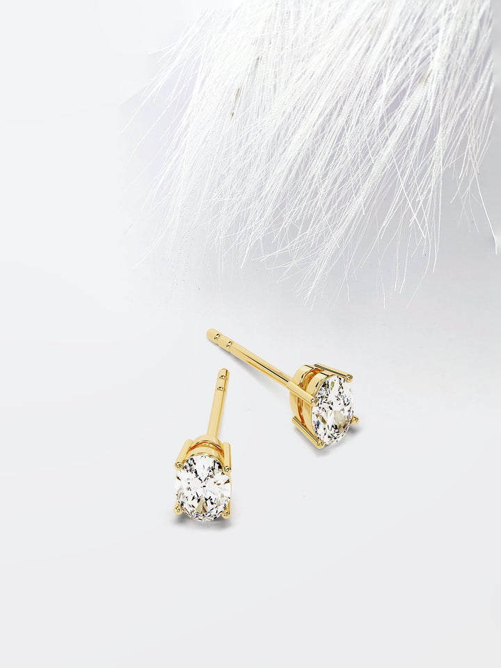 Oval Cut Solitaire Moissanite Stud Diamond Earrings For Women