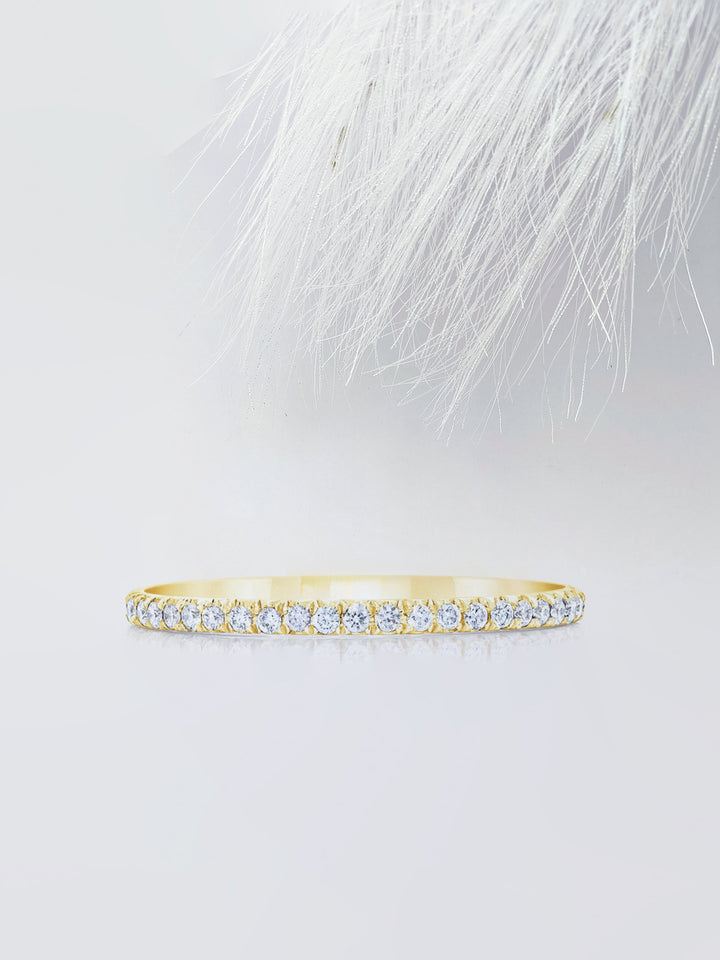 Round Cut Micro Pave Eternity Diamond Wedding Band For Women