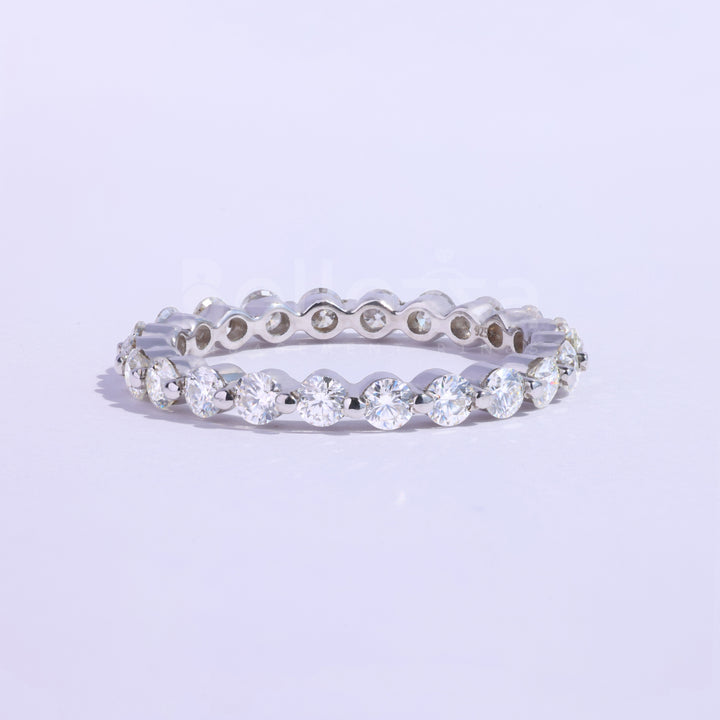 Round Brilliant Bubble Prong Moissanite Wedding Band - Ready to Ship