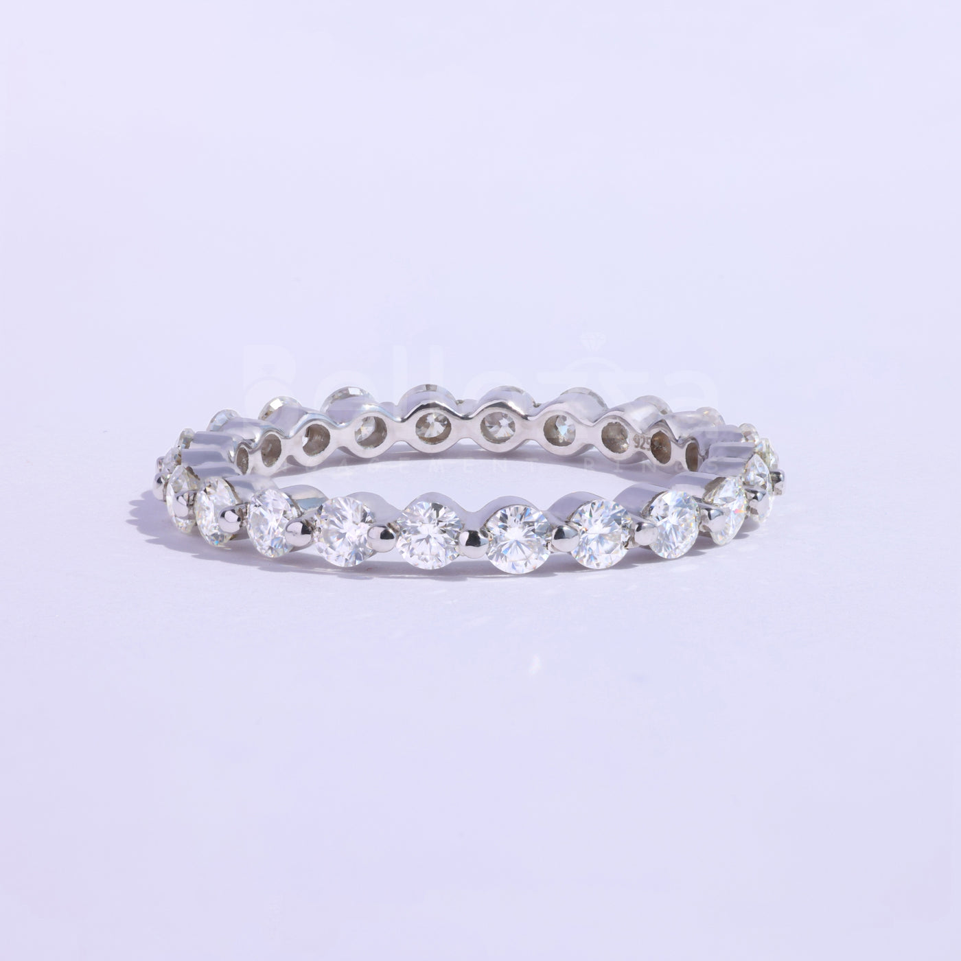 Round Brilliant Bubble Prong Moissanite Wedding Band - Ready to Ship