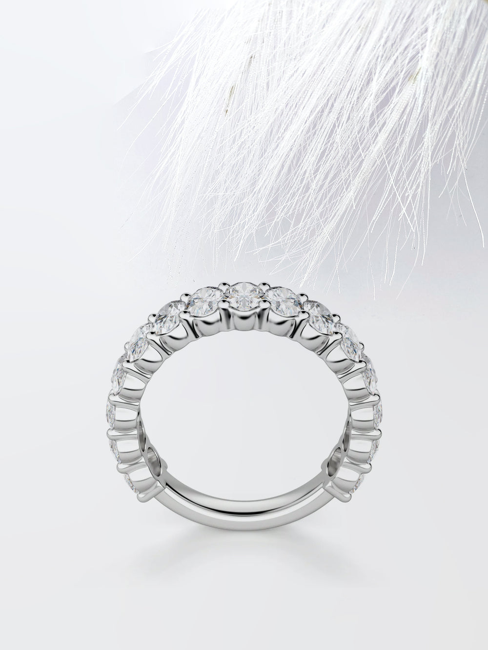 Oval Cut 3/4 Eternity Diamond Wedding Band For Her