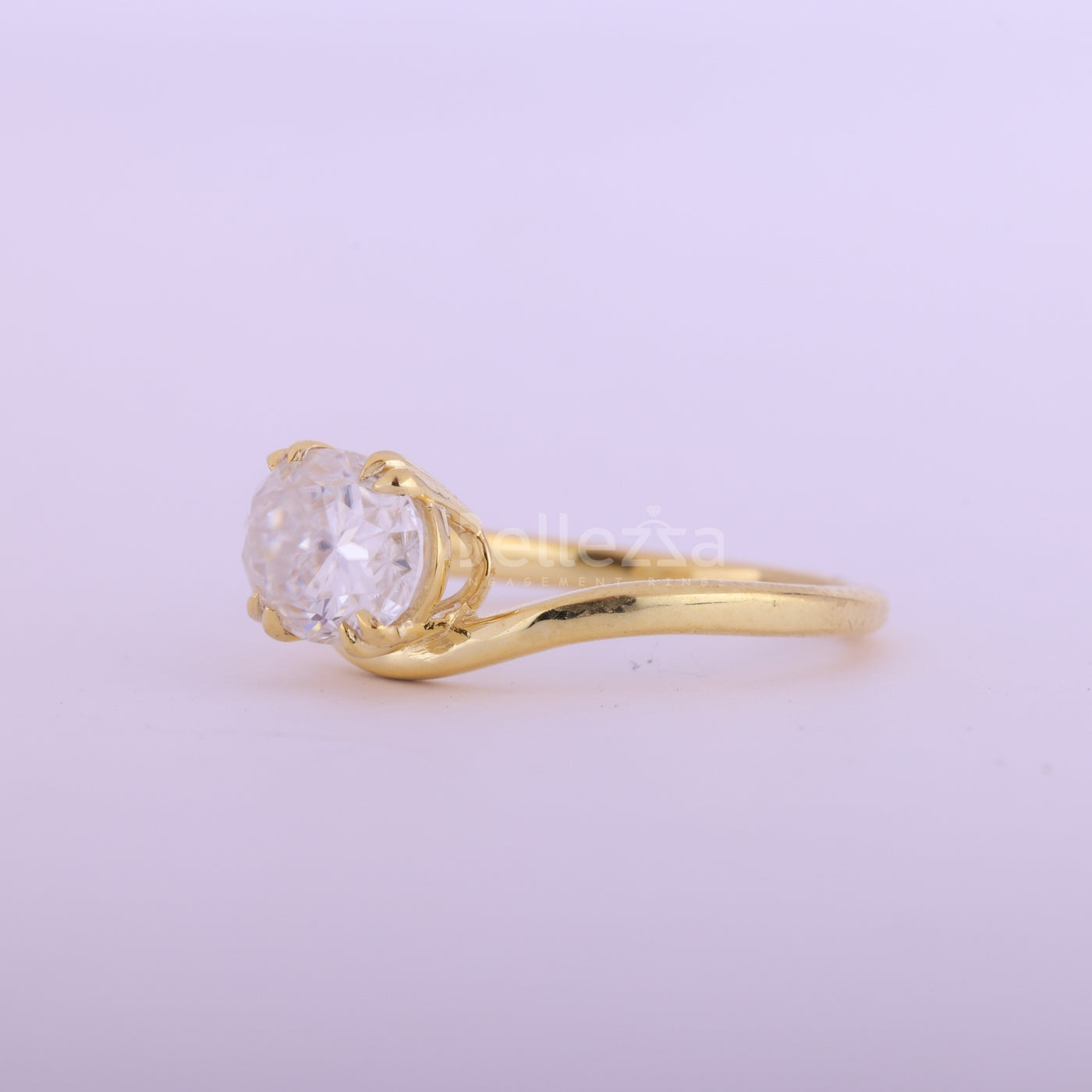 1.50CT East-West Oval Cut Diamond Curved Moissanite Engagement Ring