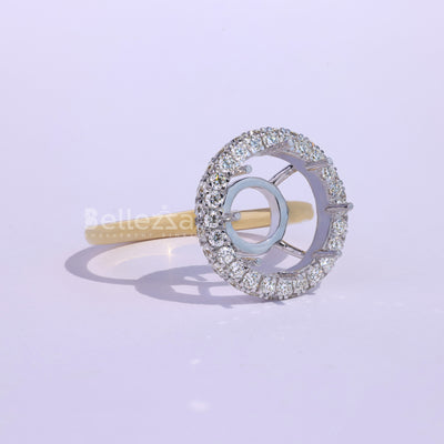 Round Cut Halo Diamond Semi Mount Engagement Ring - Ready To Ship