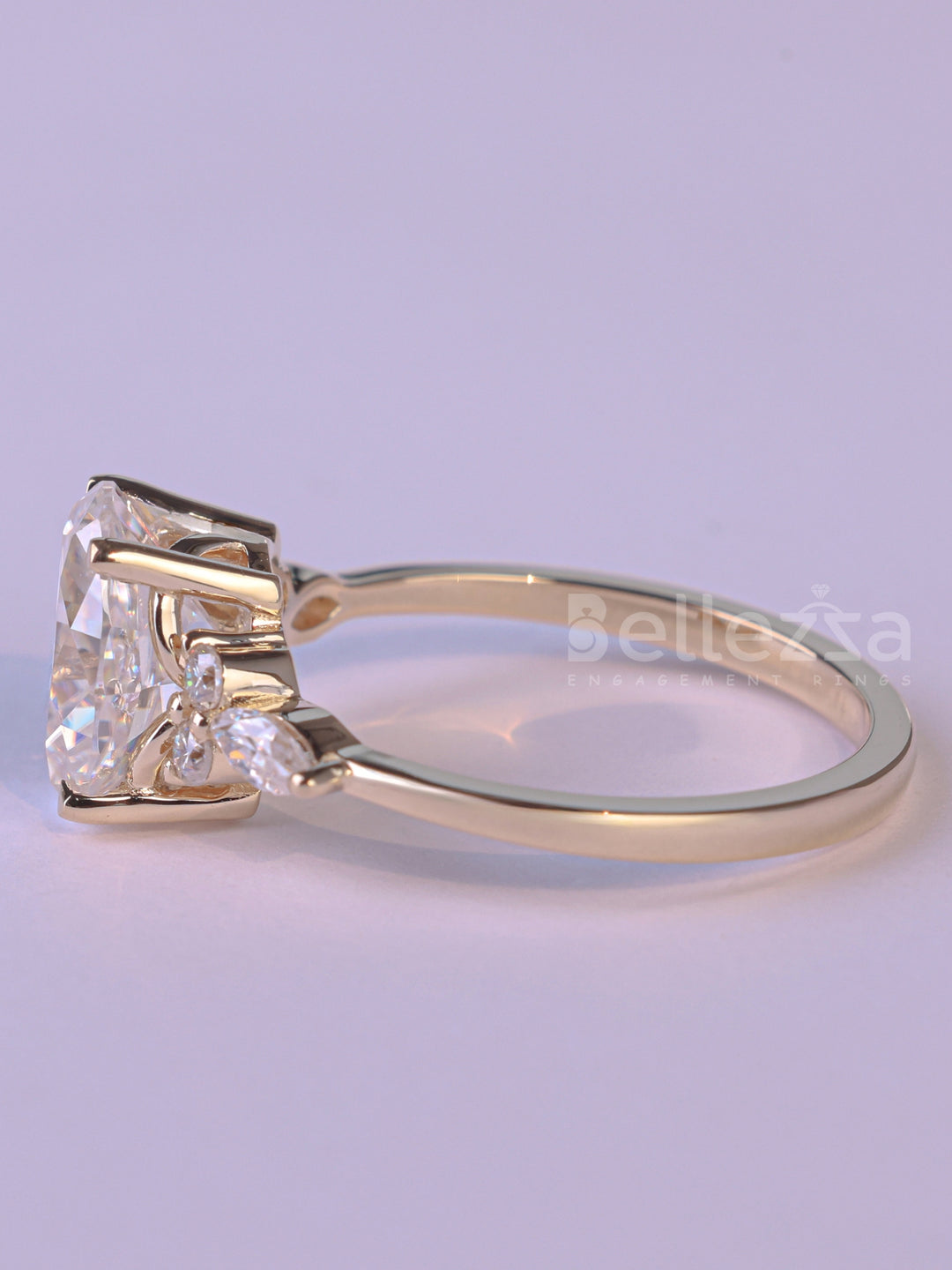 2.0CT Oval Cut Cluster Diamond Moissanite Engagement Ring