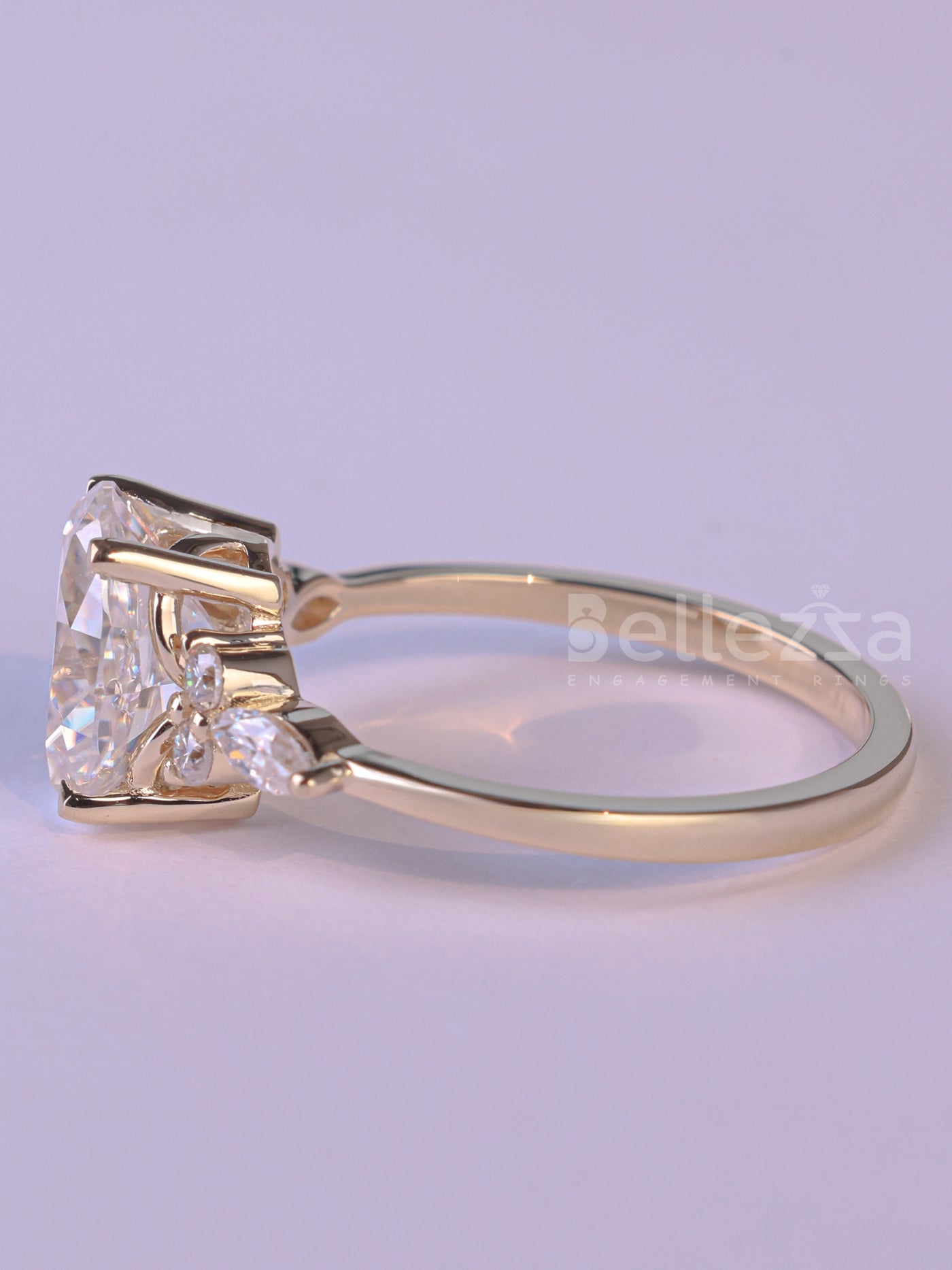 2.0CT Oval Cut Cluster Diamond Moissanite Engagement Ring