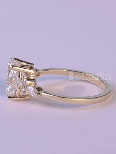 2.0CT Oval Cut Cluster Diamond Moissanite Engagement Ring