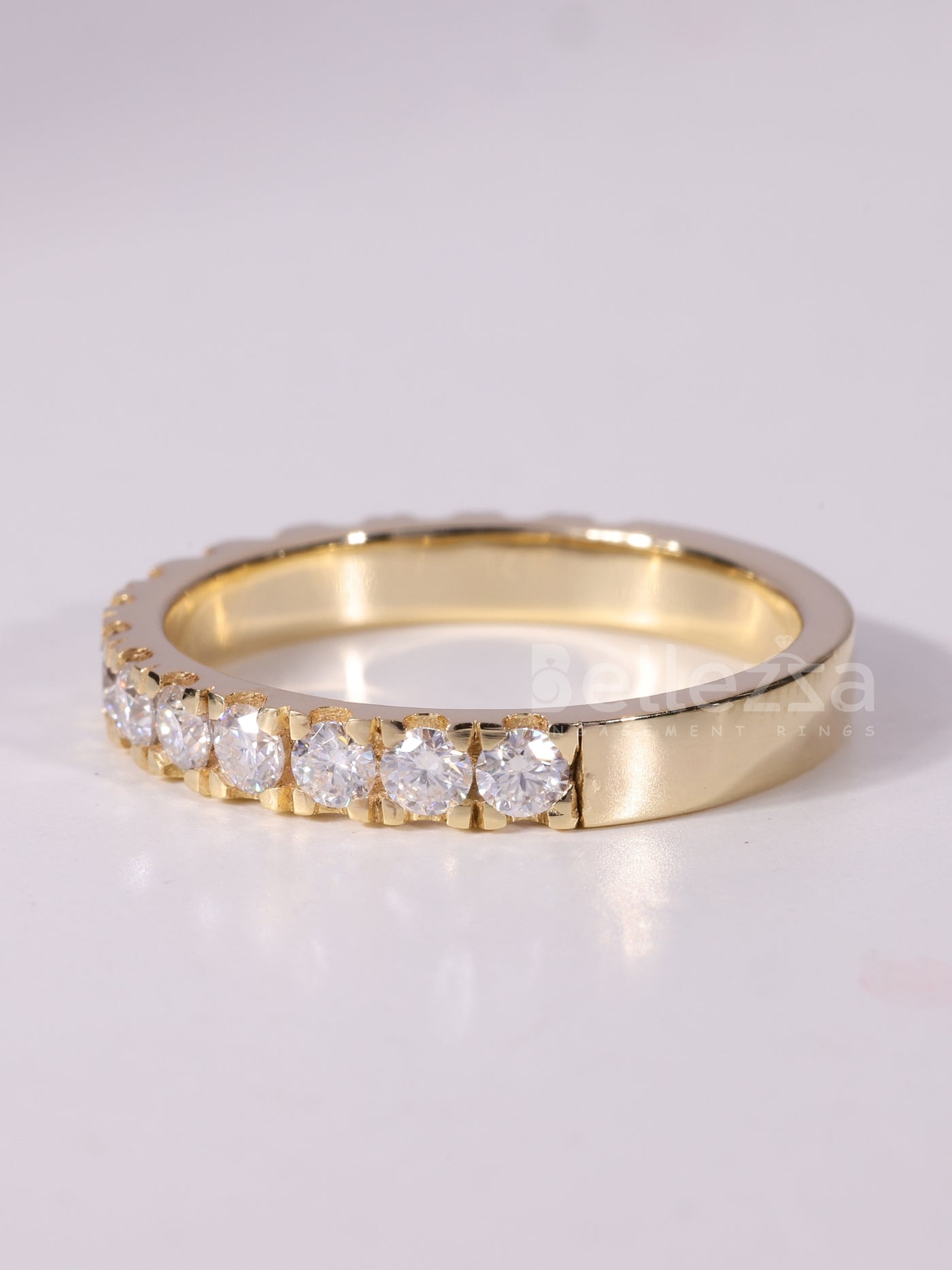 0.60TCW Round Cut Diamond Half Eternity Wedding Band
