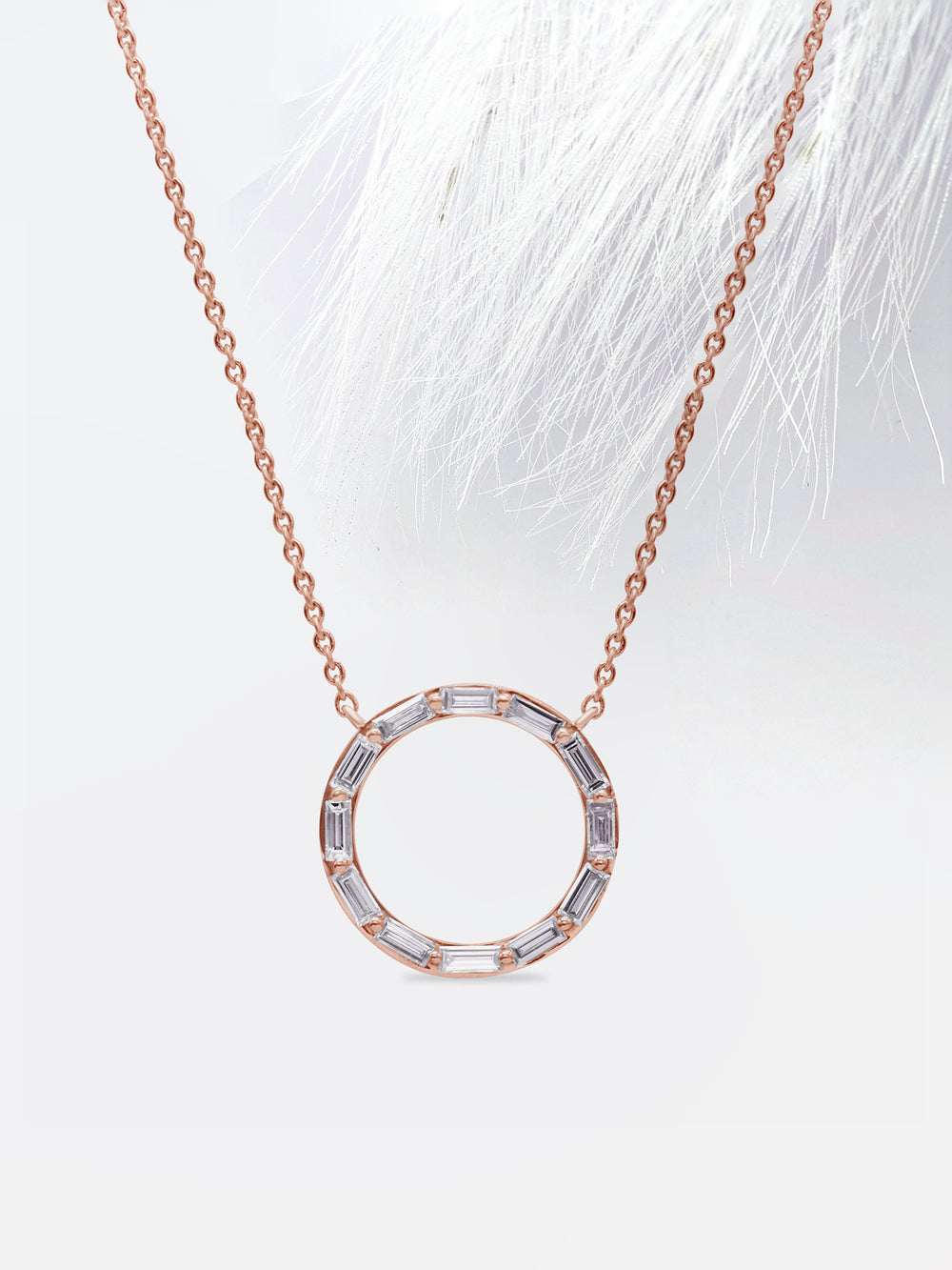 Baguette Cut Diamond Moissanite Circle Necklace (Medium)