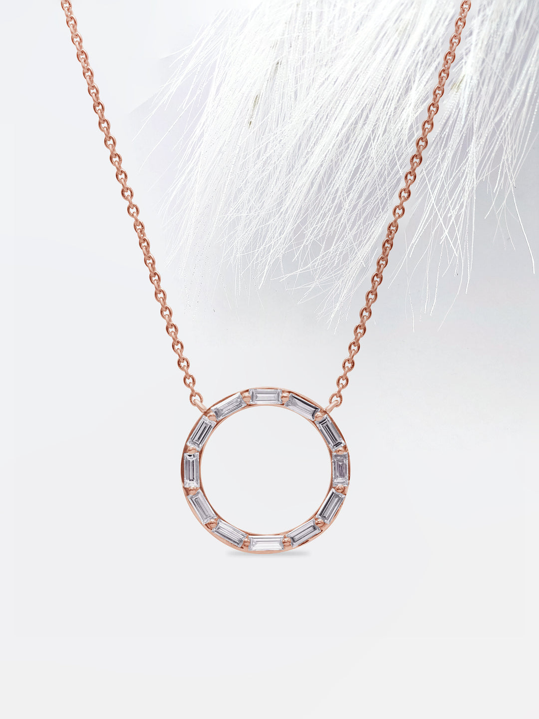 Baguette Cut Diamond Moissanite Circle Necklace (Medium)