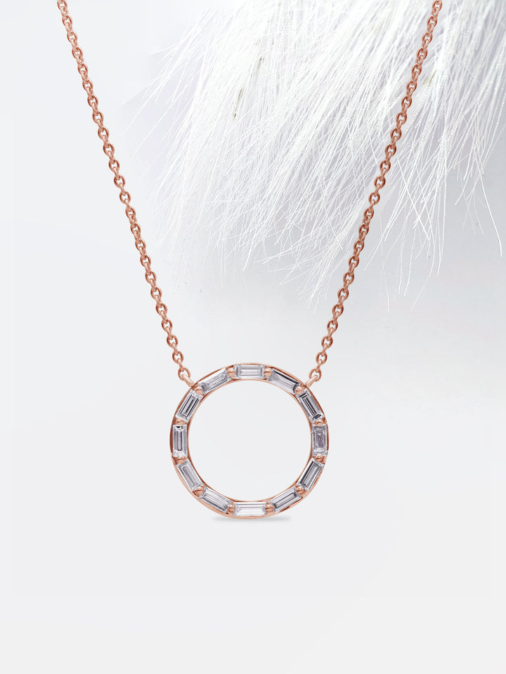 Baguette Cut Diamond Moissanite Circle Necklace (Medium)
