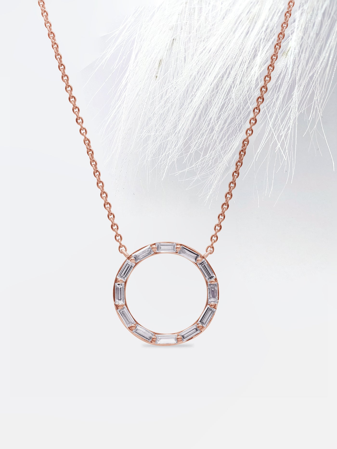 Baguette Cut Diamond Moissanite Circle Necklace (Medium)