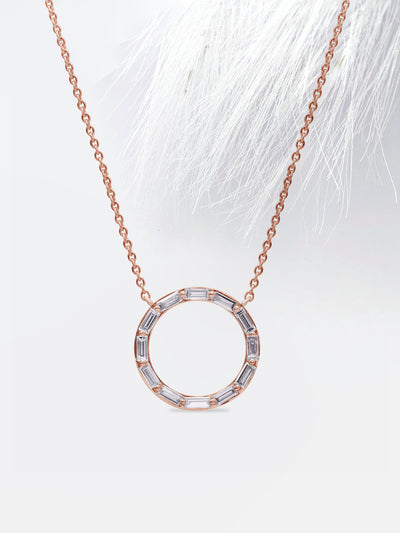 Baguette Cut Diamond Moissanite Circle Necklace (Medium)