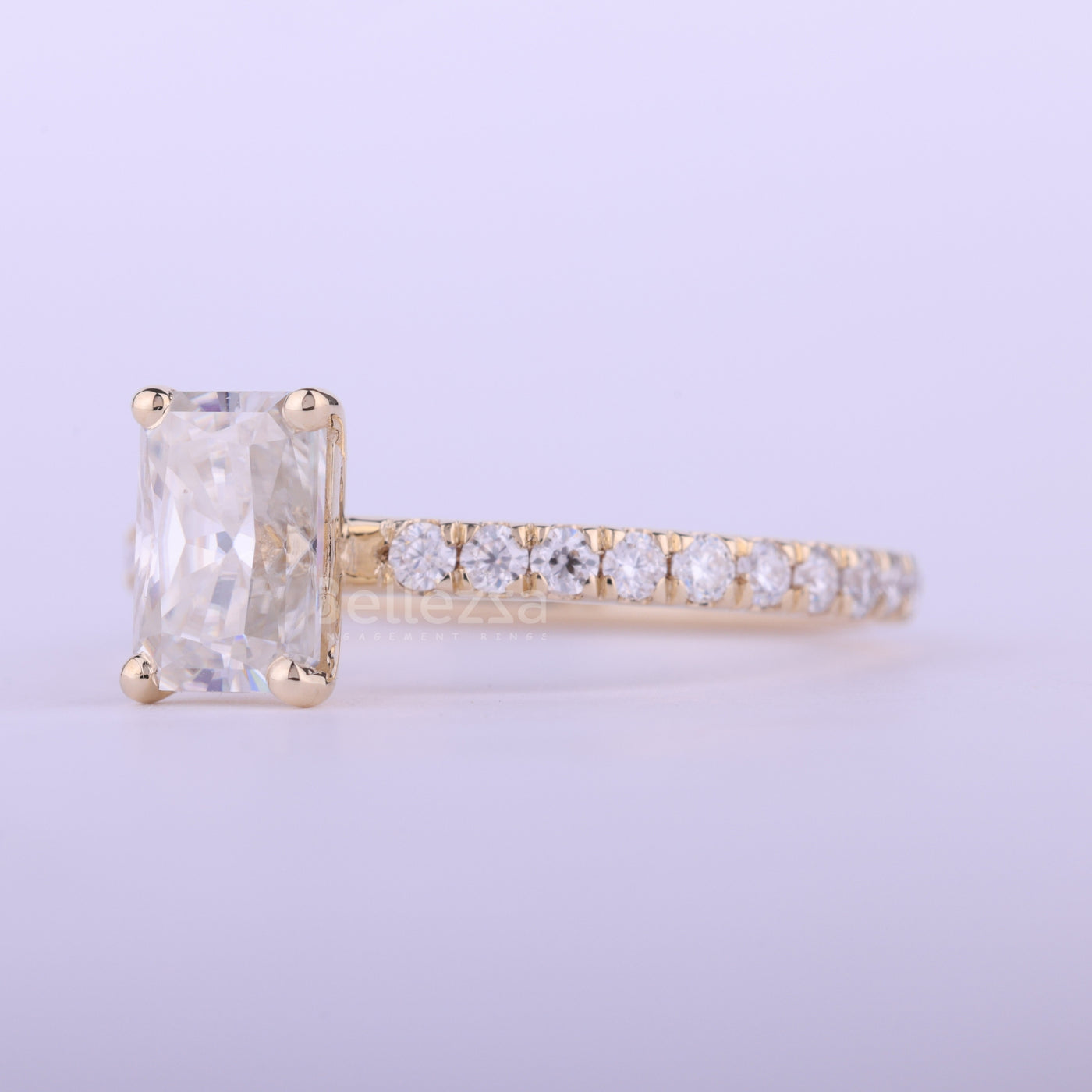 1.0CT Radiant Cut Pave Setting moissanite Engagement Ring