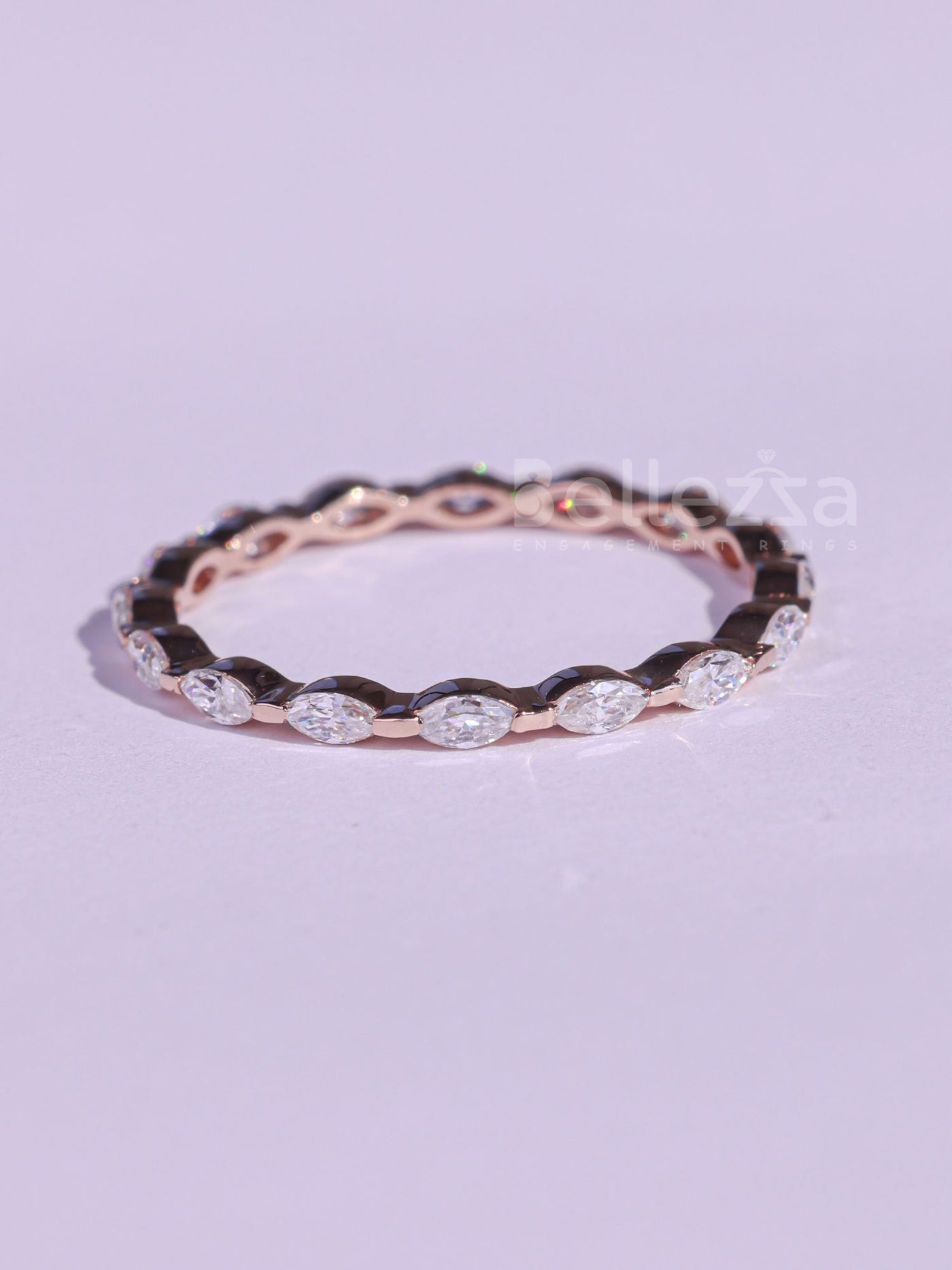 Marquise Cut Full Eternity Minimalist Wedding Band