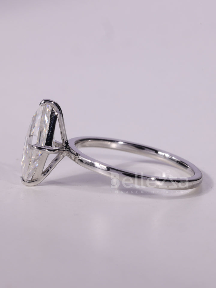 1.0CT Kite Cut Diamond Solitaire Moissanite Engagement Ring