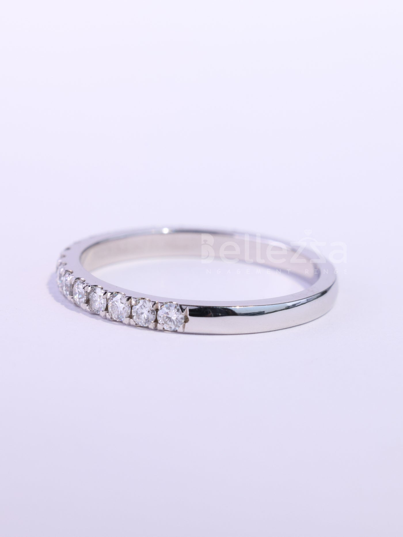 Round Cut Diamond Half Eternity Moissanite Wedding Band