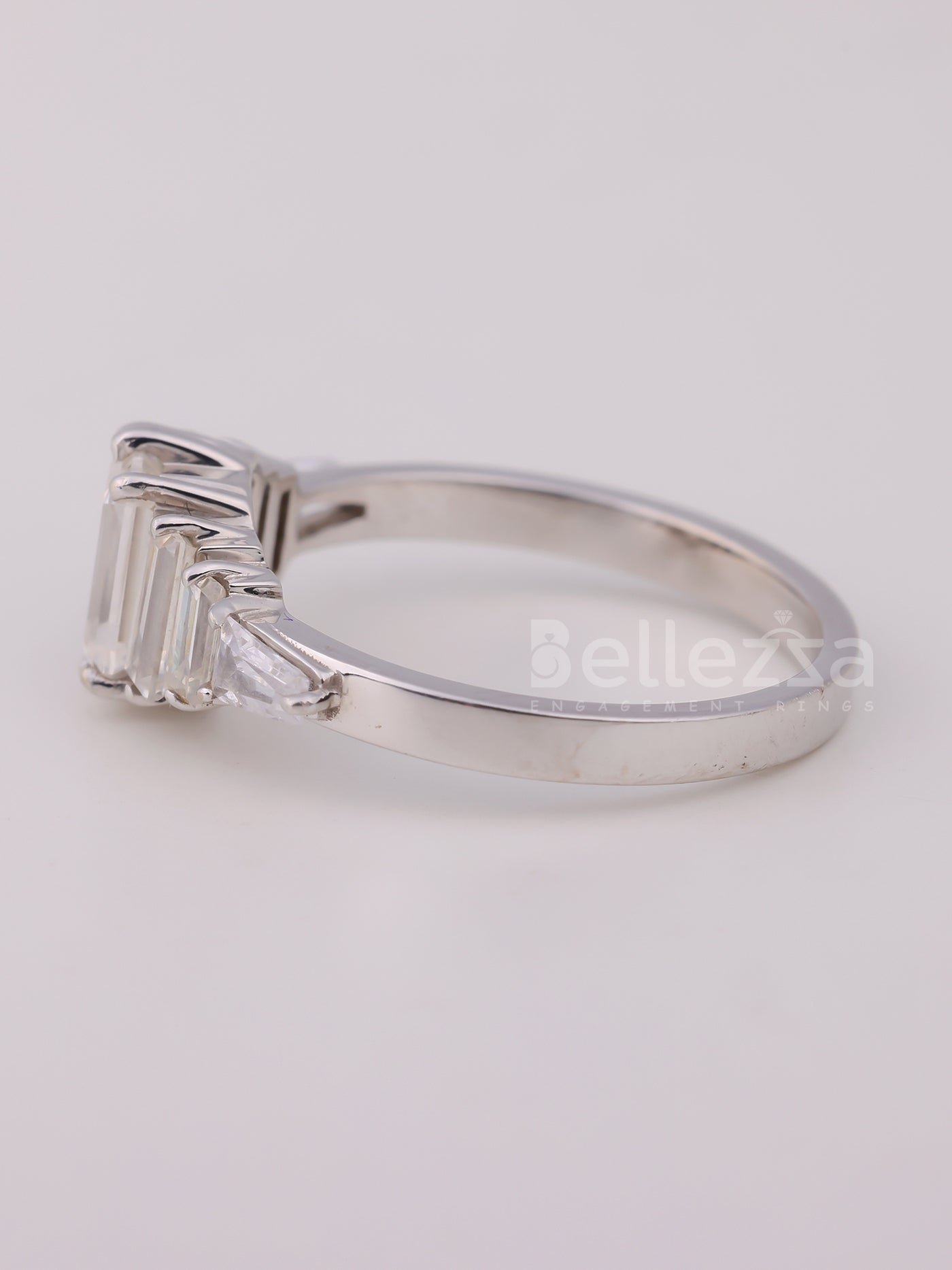 1.0CT Emerald Cut Cluster Diamond Moissanite Engagement Ring