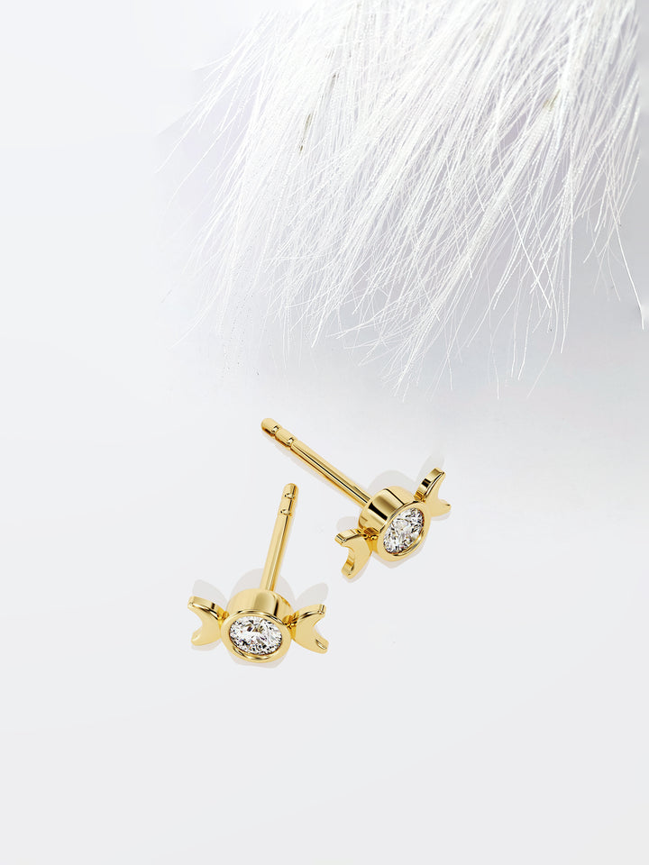 Round Cut Phases of the Moon Moissanite Stud Diamond Earrings For Women