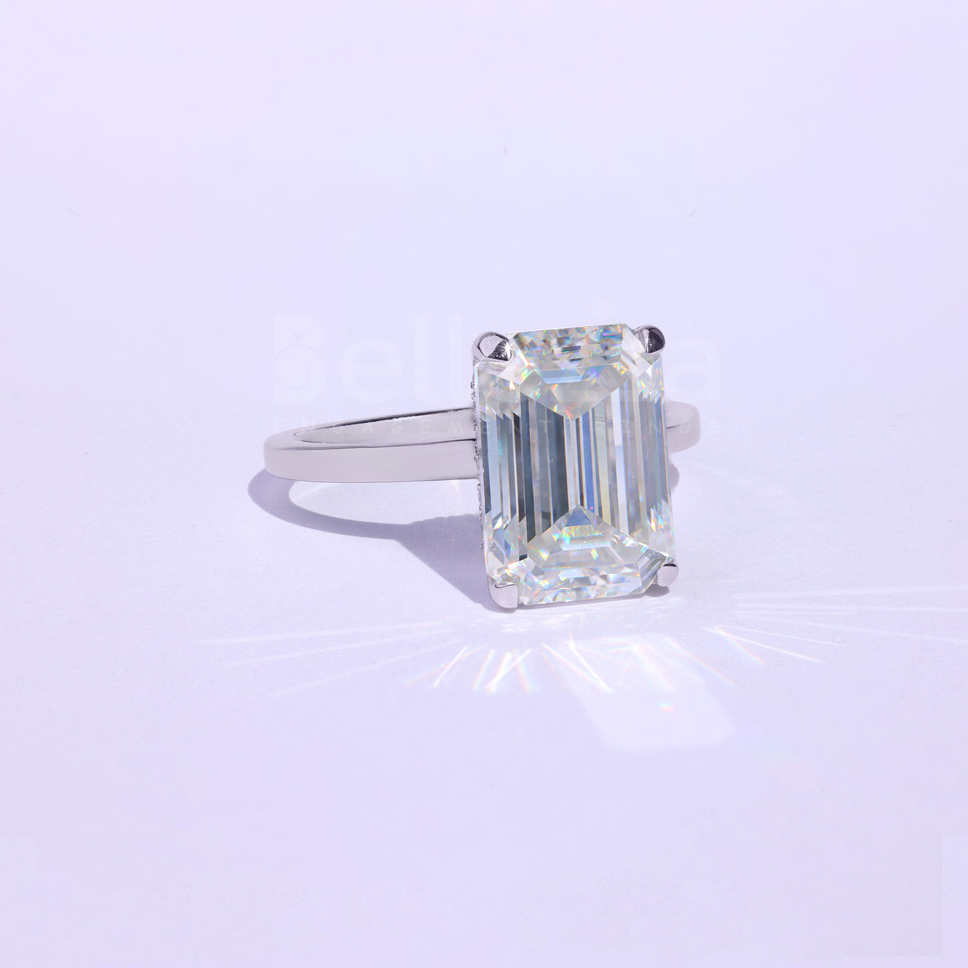 4.0CT Emerald Cut Hidden Halo Engagement Ring - Ready to Ship
