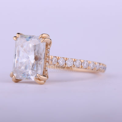 1.50CT Radiant Cut Pave Setting Moissanite Engagement Ring