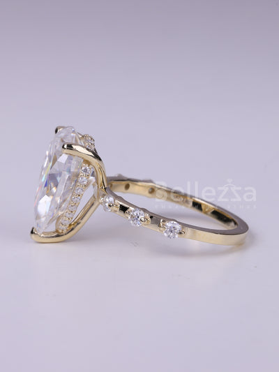 2.50CT Pear cut Pave Setting Moissanite Diamond Engagement Ring