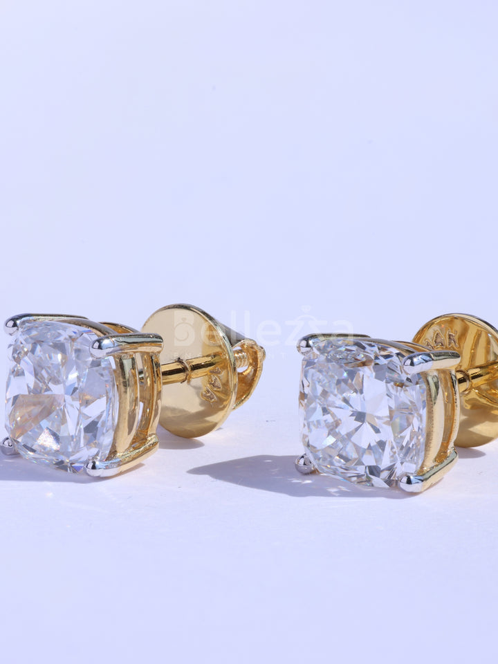 Cushion Cut Diamond Moissanite Stud Earrings For Her